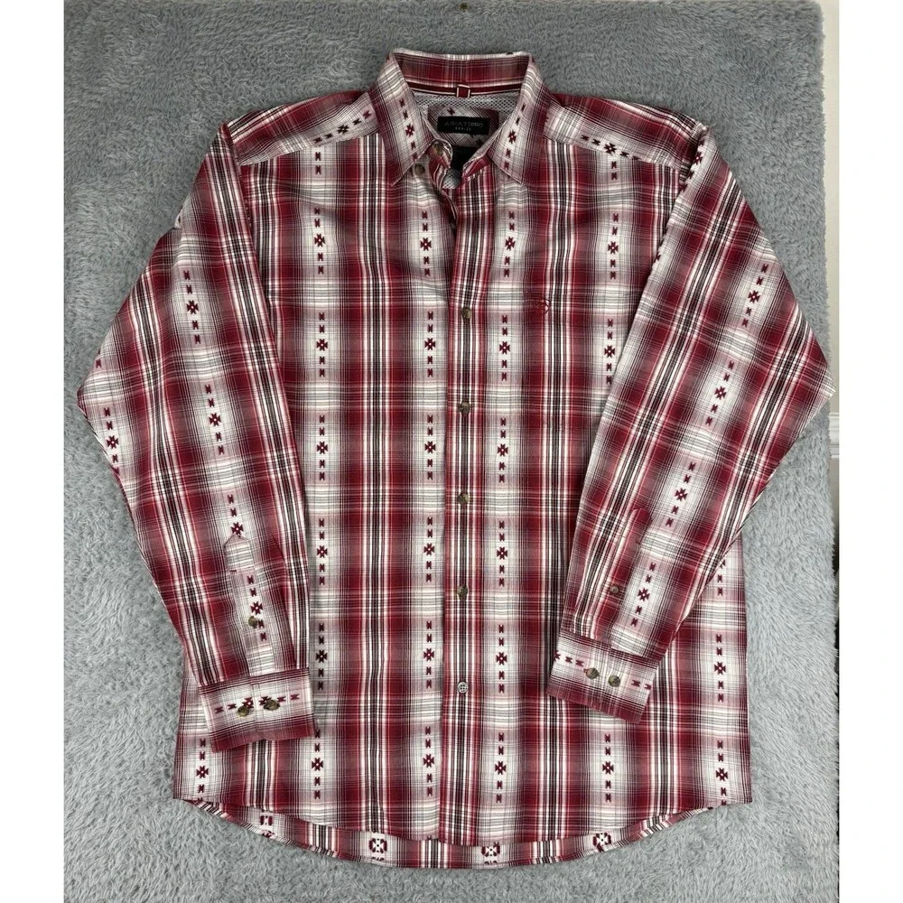 Ariat Pro Series Wilfred Shirt Mens M Red Plaid Western Button Down Long Sleeve - Picture 2 of 9